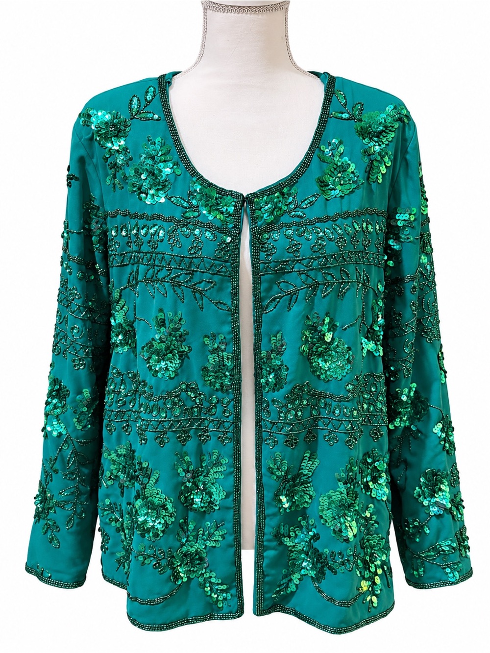 Source Unknown Teal Sequin Embellished Jacket
